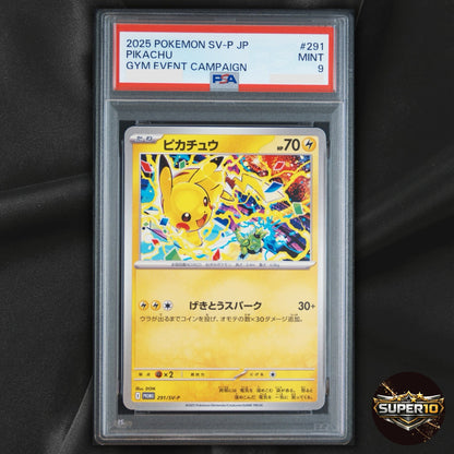PSA 9 Pikachu 291/SV-P PROMO Pokemon Card 2025 Gym Event Japanese US SHIP