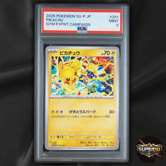 PSA 9 Pikachu 291/SV-P PROMO Pokemon Card 2025 Gym Event Japanese US SHIP