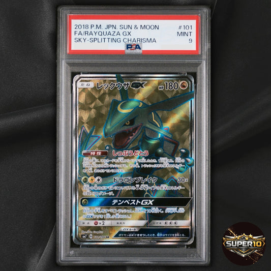 PSA 9 Rayquaza GX SR SM7 101/096 Sky-Splitting Charisma Pokemon Japanese