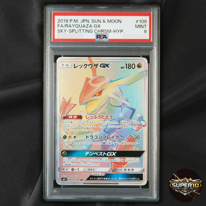 PSA 9 Rayquaza GX 2018 FA Sky-Splitting Charisma HR 109/096