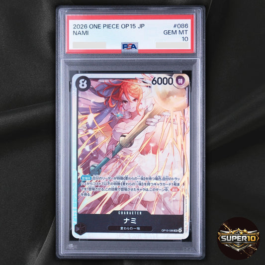 PSA 10 One Piece Nami OP15-086 SR Alt Art Adventure Kami's Island