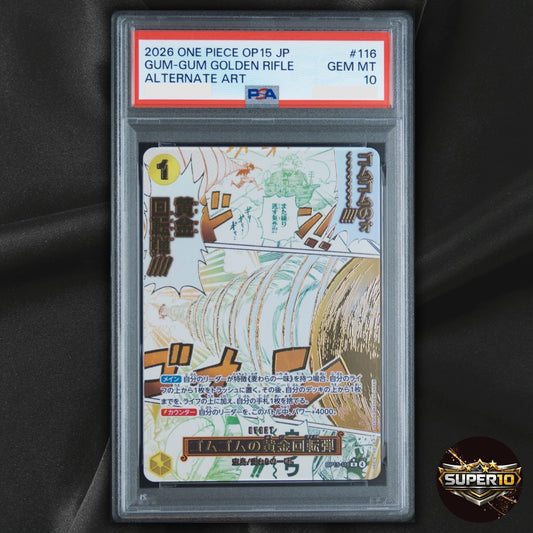 PSA 10 Gum-Gum Golden Rifle R-P OP15-116 Adventure KAMI's Island ONE PIECE