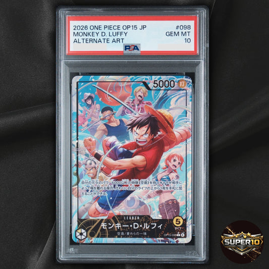 PSA 10 Monkey D. Luffy (Alt Art) OP15-098 L Adventure on KAMI's Island Japanese