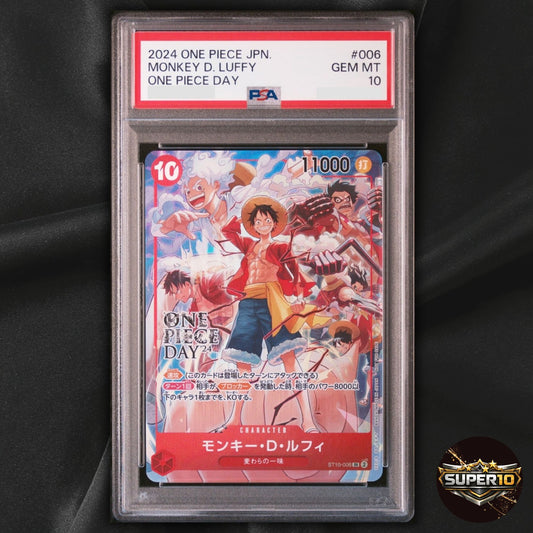 PSA 10 Monkey D Luffy SR PAR ST10-006 DAY 24 Promo One Piece Card Japanese
