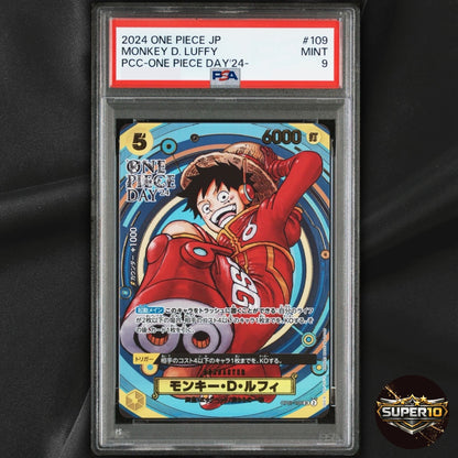PSA 9 Monkey D. Luffy 2024 Foil PCC One Piece Day 24 Promo OP07-109 SR Japanese
