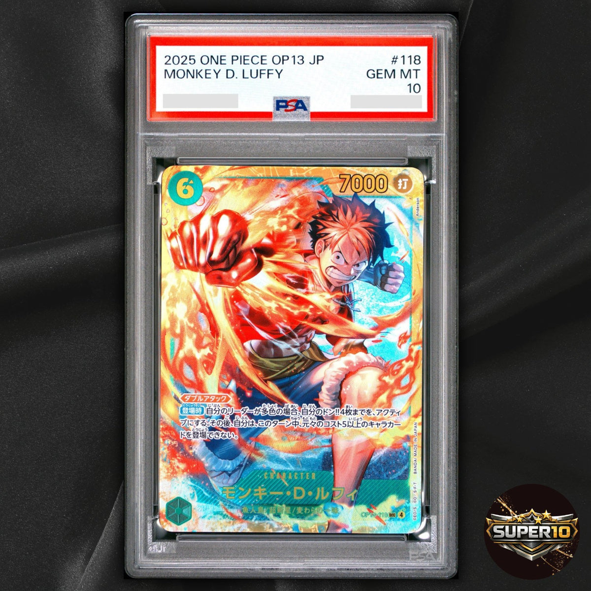 PSA 10 One Piece TCG Carrying On His Will Monkey.D.Luffy Alt Art OP13-118 SEC