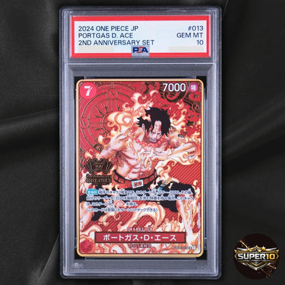 PSA 10 Portgas D.Ace SR OP02-013 2nd ANNIVERSARY One Piece Japanese