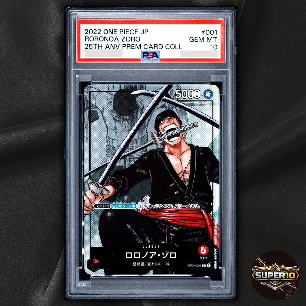 PSA 10 Roronoa Zoro OP01-001 Premium Card Collection 25th Japanese