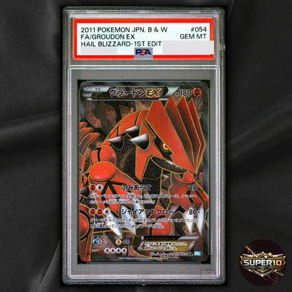 PSA 10 Groudon EX 054/052 SR BW3 Full Art Japanese Pokemon Card 2011