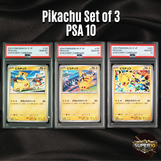 PSA 10 Pikachu 120/SV-P 197/SV-P 291/SV-P Set of 3 pokemon card japanese