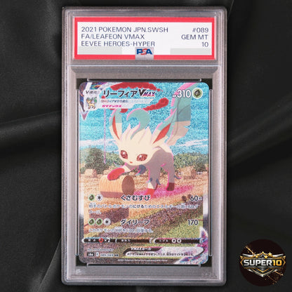 PSA 10 Leafeon VMAX 089/069 Holo HR Eevee Heroes Japanese