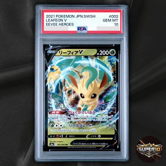 PSA 10 Leafeon V RR 002/069 S6a Eevee Heroes Pokemon Card Japanese