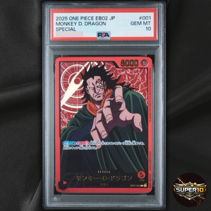 PSA 10 Monkey D Dragon L OP07-001 Gold Text Anime 25th Collection One Piece