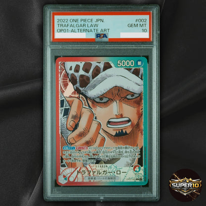 PSA 10 Trafalgar Law OP01-002 Leader Parallel Foil Japanese 2022