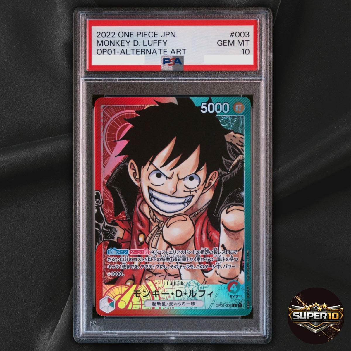 PSA 10 Romance Dawn #OP01-003 Monkey.D.Luffy  Japanese