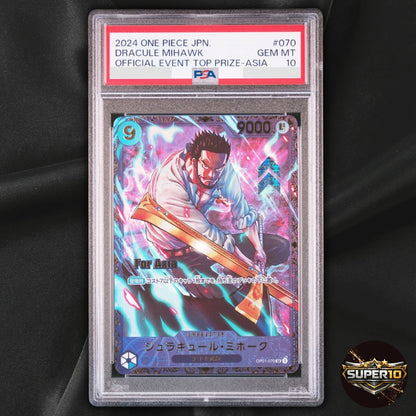 PSA 10 One Piece Dracule Mihawk OP01-070 SR Parallel Holo Japanese