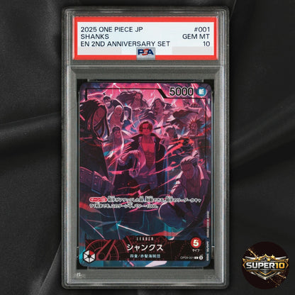 PSA 10 Shanks (L) Op09-001 OPTCG 2nd Anniversary Set Japanese