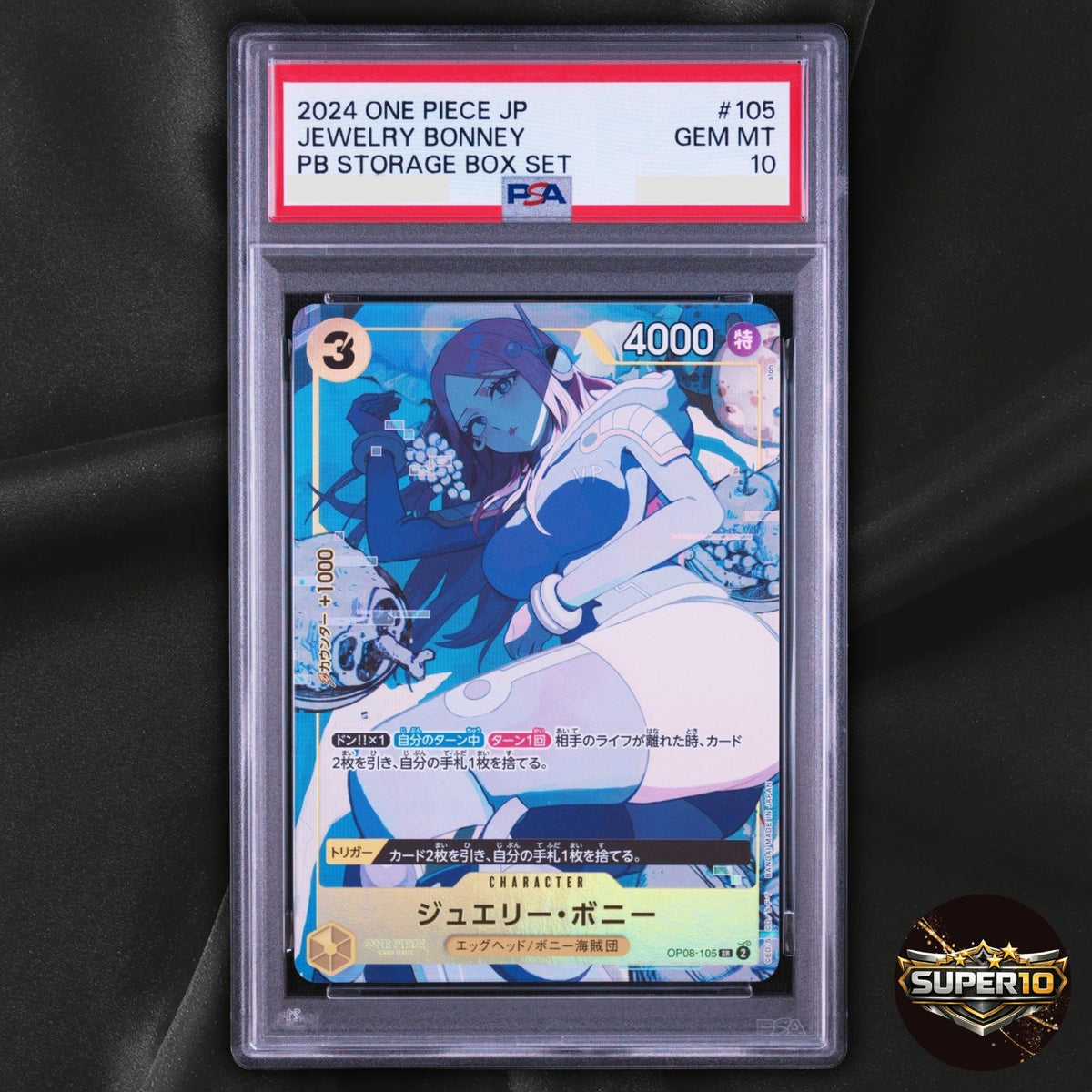 PSA 10 Jewelry Bonney OP08-105 SR ONE PIECE Tcg Card Game Yellow