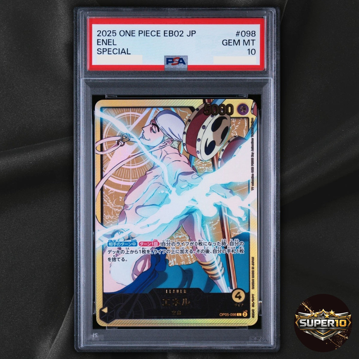 PSA 10 Enel Gold Text OP05-098 L Anime 25th Collection Japanese