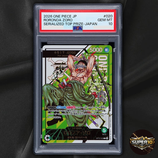 PSA 10 Roronoa Zoro L OP12-020 Japanese