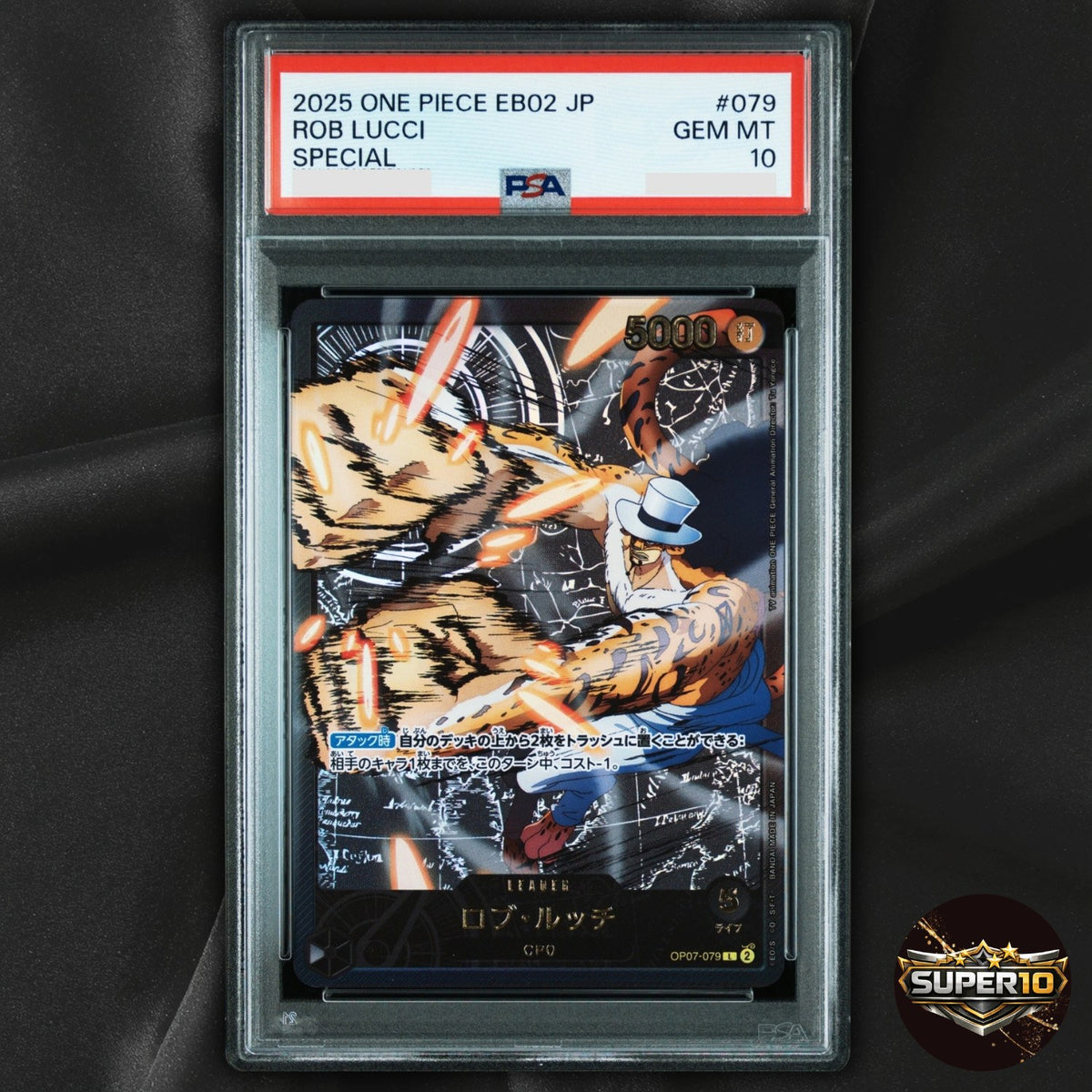 PSA 10 Rob Lucci Gold Text OP07-079 L Anime 25th Collection Japanese