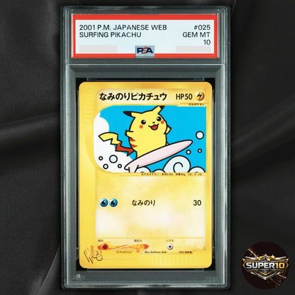 PSA 10 Surfing Pikachu 2001 Pokemon Card Web Japanese 025/048