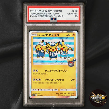 PSA 10 Yokohama's Pikachu SM-P Promo 282/SM-P Holo Card Japanese