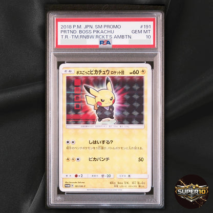 PSA 10 Boss Pikachu Team Rocket 191/SM-P Promo Pokemon Card Japanese