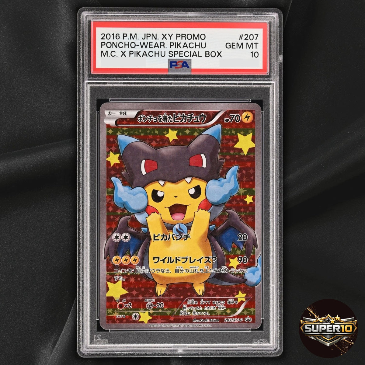 PSA 10 Pokemon Poncho-Wearing Pikachu Mega Charizard X FA Promo 207/XY-P