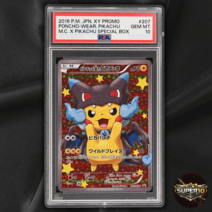 PSA 10 Pokemon Poncho-Wearing Pikachu Mega Charizard X FA Promo 207/XY-P