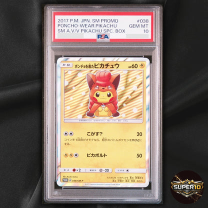 PSA 10 Poncho Wearing Pikachu Vulpix Special Box Promo 038/SM-P Japanese