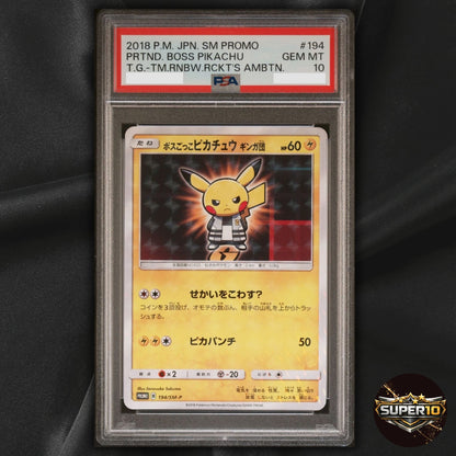 PSA 10 Pretend Boss Pikachu Team Ginga Akagi 194/SM-P Promo