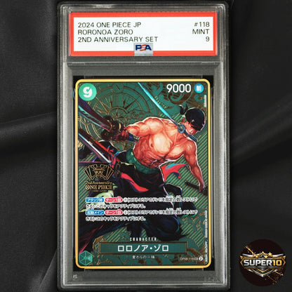 PSA 9 Roronoa Zoro SEC OP06-118 2nd Anniversary Japanese One Piece