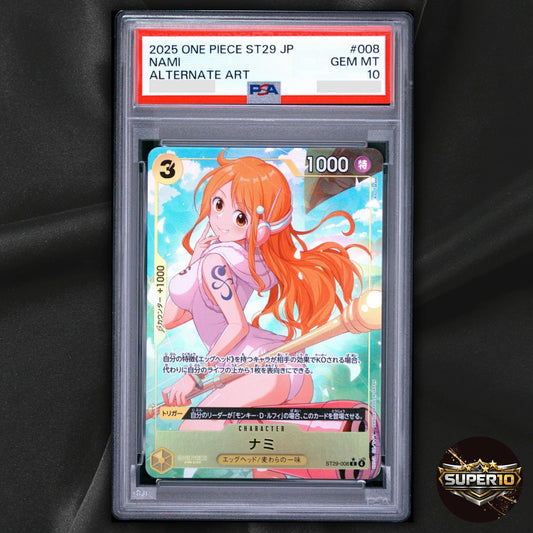 PSA 10 Nami ST29-008 One Piece Round 1 Promo Card Japanese
