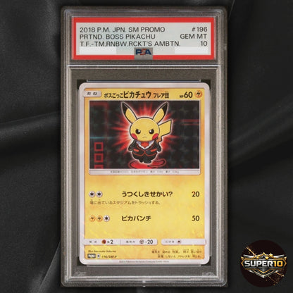 PSA 10 PSA 9 Pokemon Pretend Boss Pikachu Team Flare Japanese Promo 196/SM-P