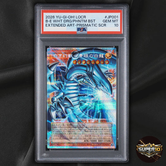 PSA 10 Blue-Eyes White Dragon the White Phantom Beast Secret Rare LOCR-JP001