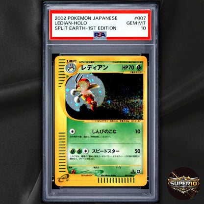 PSA 10 2002 Ledian 007/088 1st Edition Split Earth Holo Swirl Japanese