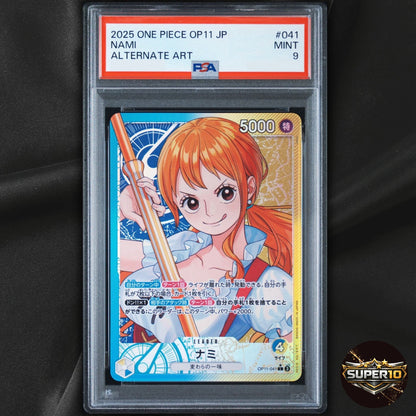 PSA 9 Nami OP11-041 Leader Parallel Alt Art A Fist of Divine Speed Japanese