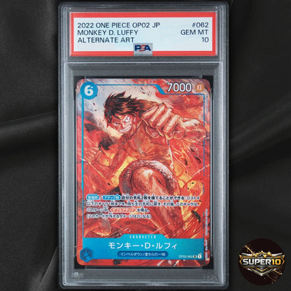 PSA 10 Monkey.D.Luffy OP02-062 SR Parallel Alternate Art Paramount War Japanese