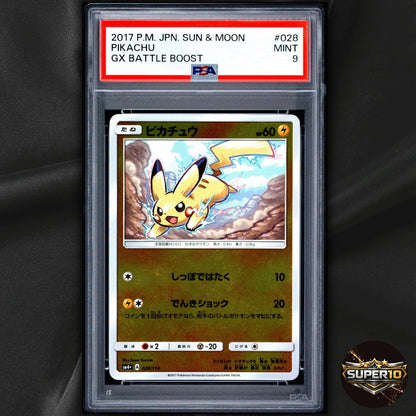 PSA 9 Pikachu 028/114 REVERSE HOLO GX Battle Boost Pokemon Japanese Card