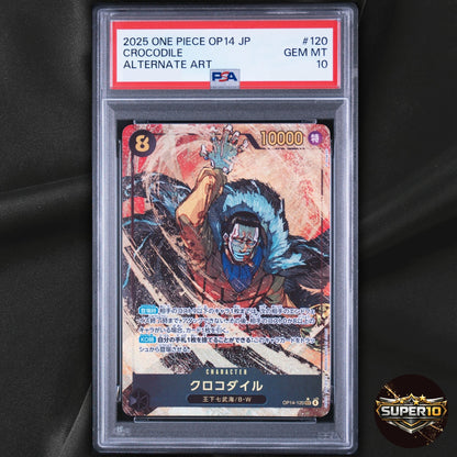 PSA 10 Crocodile OP14-120 SEC Parallel Alt Art The Azure Sea's Seven Japanese